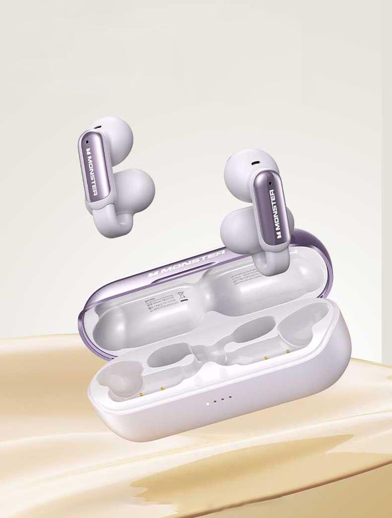 Monster Clip-On Open Ear Wireless Earbuds, Bluetooth 5.4 Headphones with ENC Noise Cancelling Mic, Ultra-Light Secure Fit for Sports, Running & Workouts, Hi-Fi Stereo Sound, 40H Playtime, Fast Charging – Halloween Gifts for Men and Women