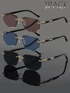 Unisex Fashionable Rimless Glasses, Trendy Casual Tinted Lens Glasses for Everyday Use, Fashion Accessories for Outdoor Activities