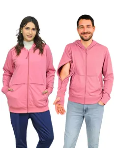 Dialysis Lightweight Unisex IV Hoodie with Two Way Arm Access Zip & Thumb Holes