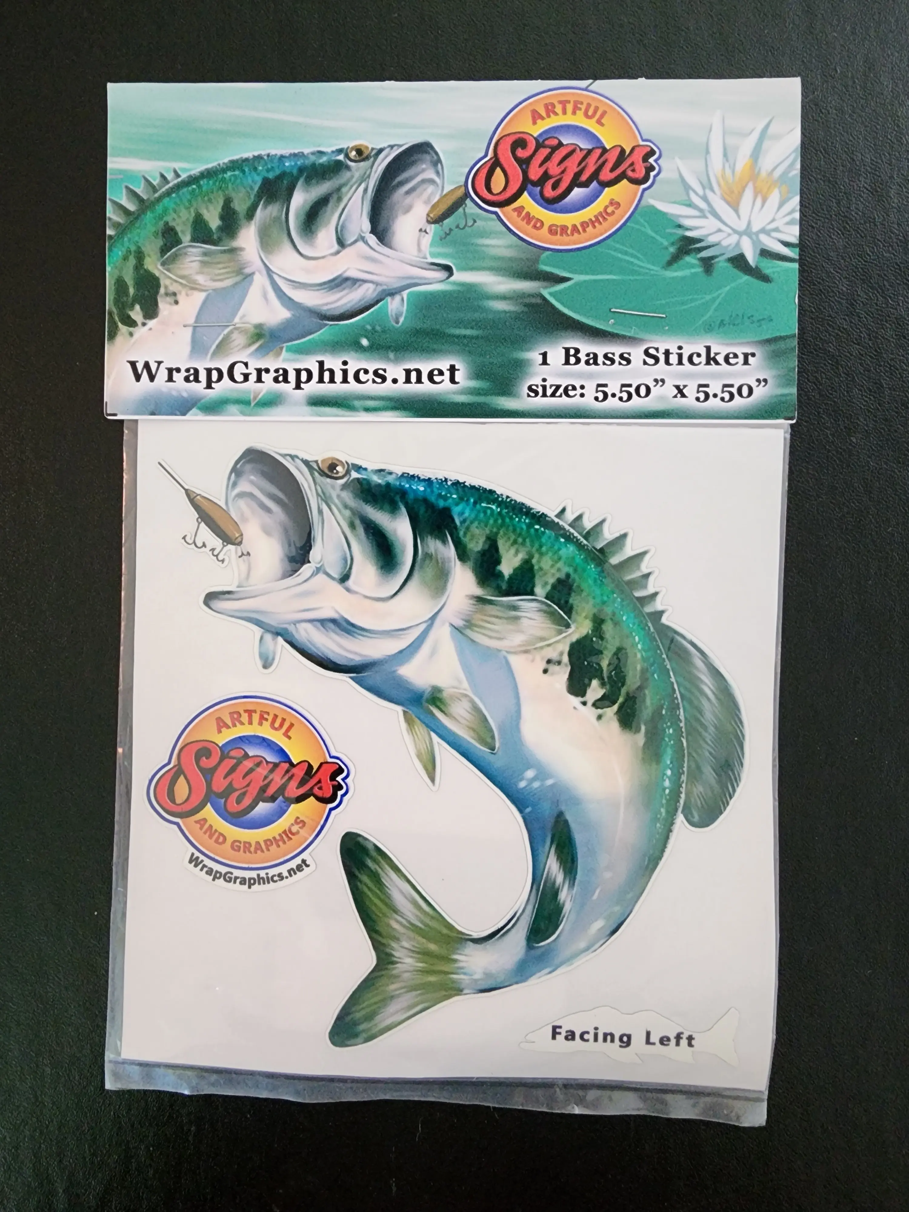 Largemouth Bass v1 Custom Illustrated Vinyl Decal Fish Sticker -Two Sizes 3.5" x 3.5" and 5.5" x 5.5" Decor Decorative