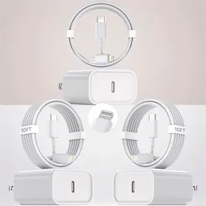 3-in-1 Fast Charger Set for iPhone: 45W PD Wall Charger Block with 10FT Type-C to Lightning Cable |   Super Fast Charging for iPhone 14/13/12/11 Pro Max, XS, XR, 8, SE & iPad