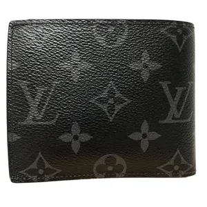 Pre-owned Louis Vuitton Canvas Small Leather Goods Portefeuille Marco NM Monogram Eclipse Wallet
