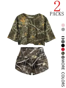 【FREE PERSOMALITY】Women's 2-Piece Fitness Shorts Set, Elastic Waistband, Stretchy Gym Wear, Casual & Sporty Design, Perfect for Daily Use, Athleisure Street Fit, Workout Sets