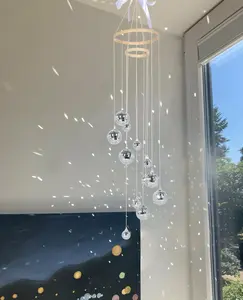 35" Hanging Disco Ball Spinner - Handmade Large Mirror Ball Decor for Party, Wedding, Birthday | Indoor & Outdoor Home Decoration for Window, Living Room, Garden