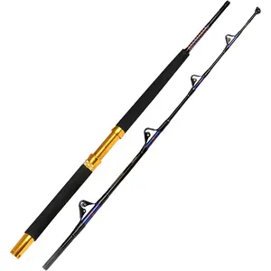 Saltwater Fishing Trolling Rod 1 count/2  Heavy Roller Rod Big  Conventional Boat Fishing Pole with Roller Guides (30-50lb/50-80lb/80-120lb,5'6"/6'6")
