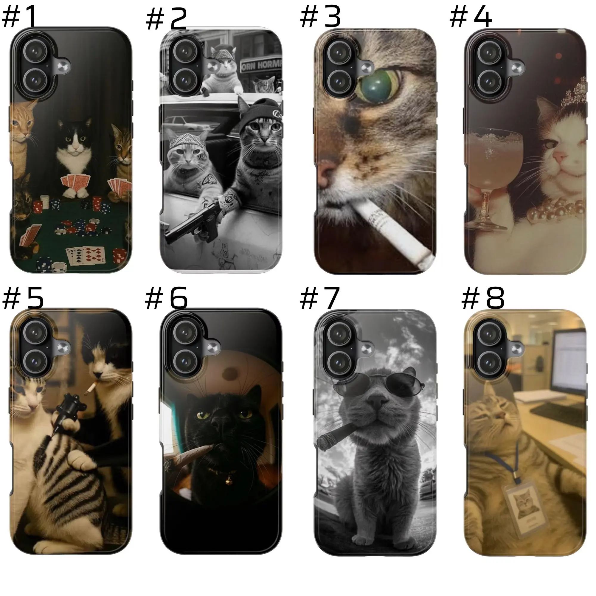 Funny Cat Phone Case Smoking Cat Design, Dark Humor Aesthetic Cover for iPhone