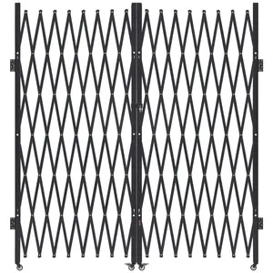 VEVOR Double Folding Security Gate, Lockable Scissor Gate with 360° Swivel Casters, Outdoor Barricade Steel Retractable Gates, for Entry Security, Garage, Warehouse & Pool, 155.12 x 86.81 in (W x H)