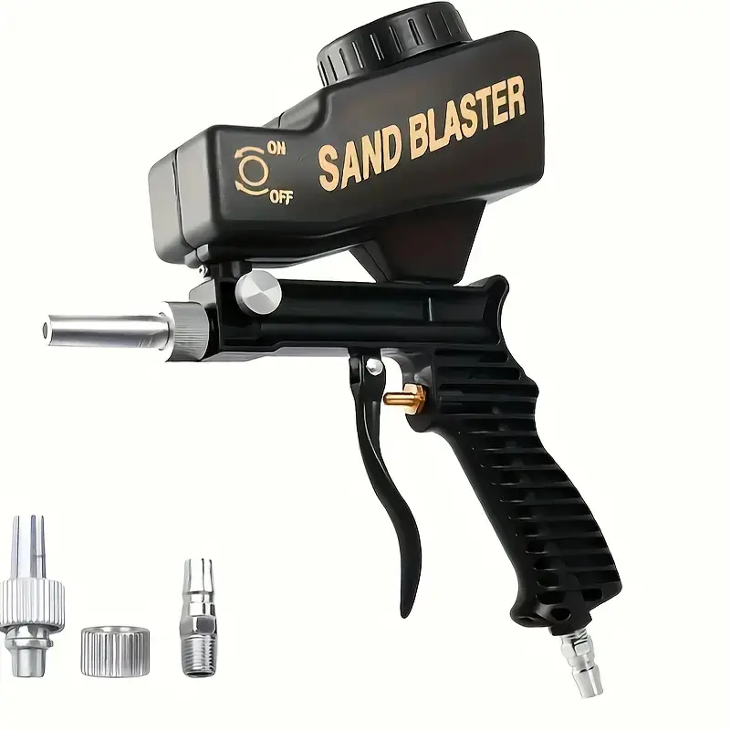 Sandblasting Gun Portable Air-Operated Sand Blaster, Small Handheld Sandblasting Tool for Cleaning, Deburding and Rust Removal, Air Compressor Accessory