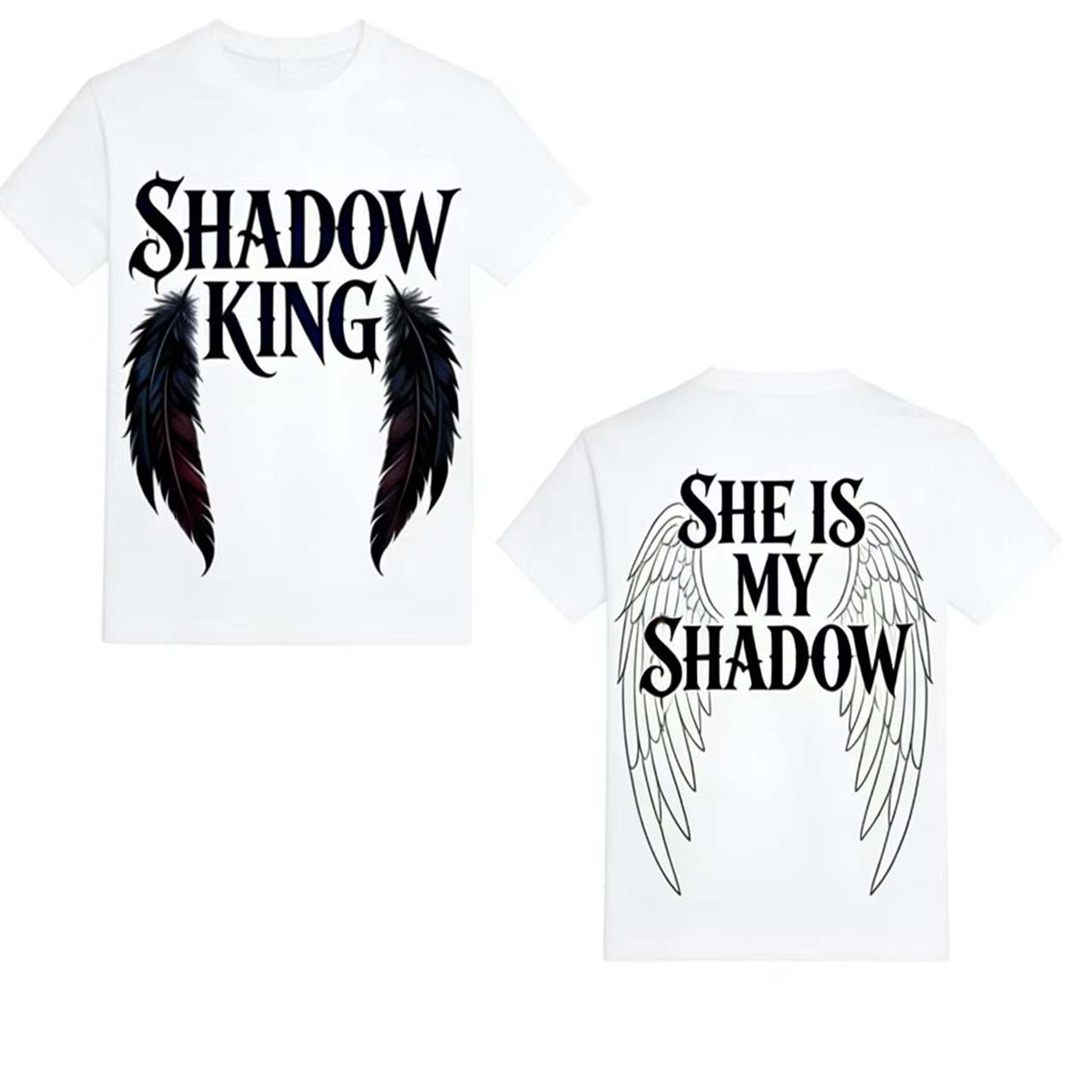 Couple Matching Cotton T-Shirts，180GSM Double Sided Print Soft Crew Neck Tees