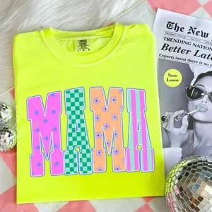 Comfort Colors® Mama Coastal Summer Shirt Preppy Coquette Mama Neon Nautical Coastal Beach Vacation Tshirt Tee Shirt Bright Summer Shirt
