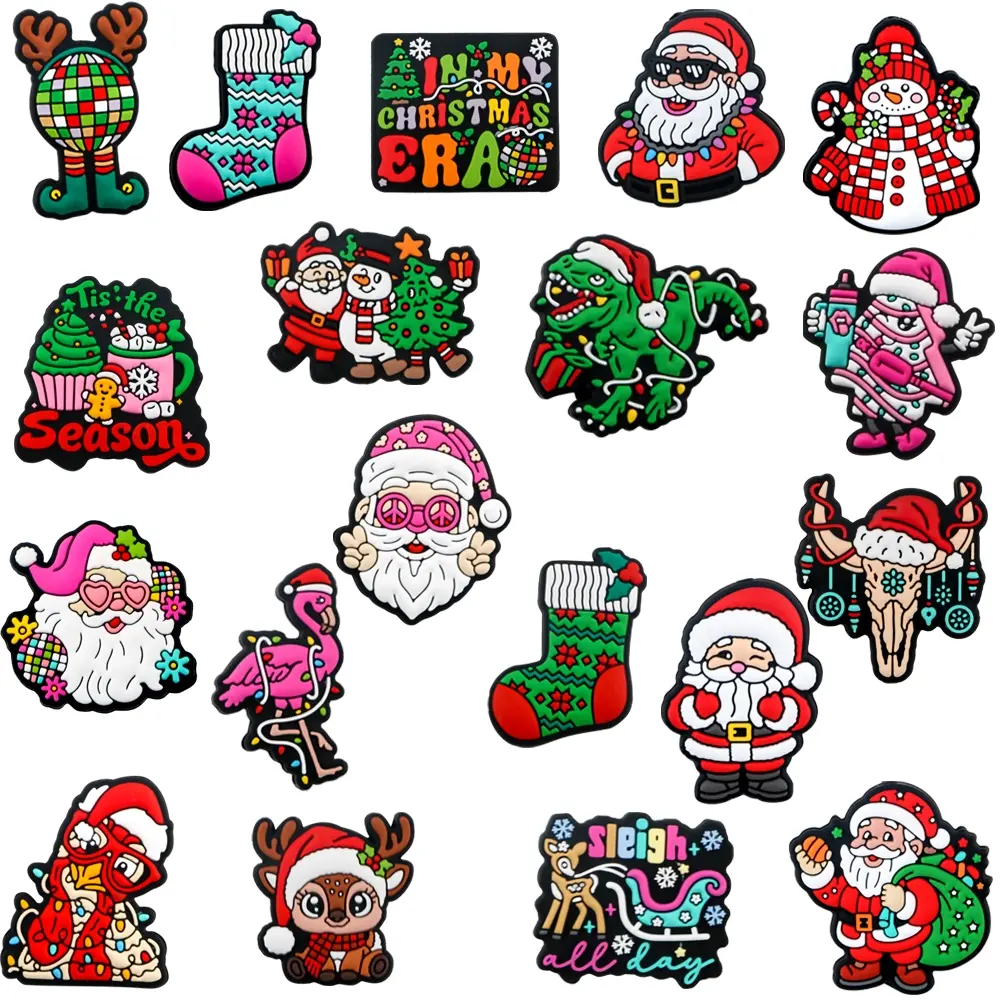 5pcs New Christmas Silicone Focal Beads, featuring Santa Claus, reindeer, stockings,Perfect for DIY backpack charms, bracelets, beaded pens, and keychains, Art Charms, DIY Craft Embellishments, Beads for Crafts, Diy with Charms