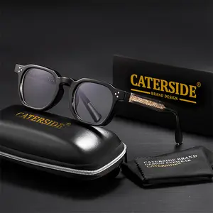 CATERSIDE Fashion Men's Glasses Luxury Temple Tips Square Thick Frame Anti Blue Light for Travel Beach Party Ideal Gift Choice