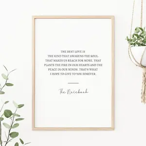 UNFRAMED POSTER -  The Best Love The Notebook Love Quote Print | Romance | The Notebook Movie Quotes | Typography Print
