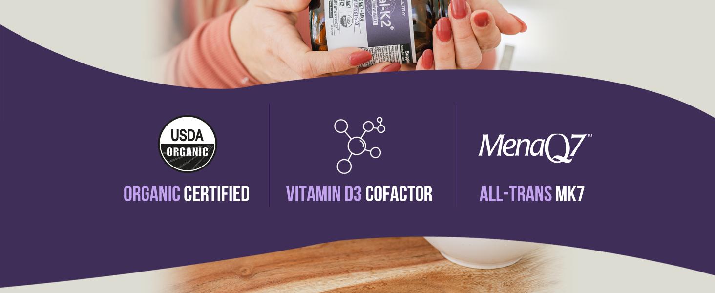 Total K2 | Full-Spectrum Vitamin K with D3 Cofactor – 620 mcg K2 (MK7 & MK4) per Serving – Vegan & Organic Certified – 60 Capsules