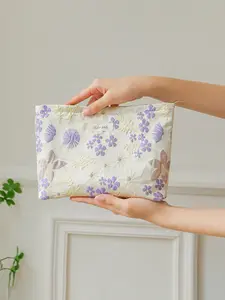 Floral Pattern Makeup Bag, Large Capacity Cosmetic Storage Bag, Portable Travel Toiletry Bag, Zipper Makeup Organizer Pouch for Women & Girls