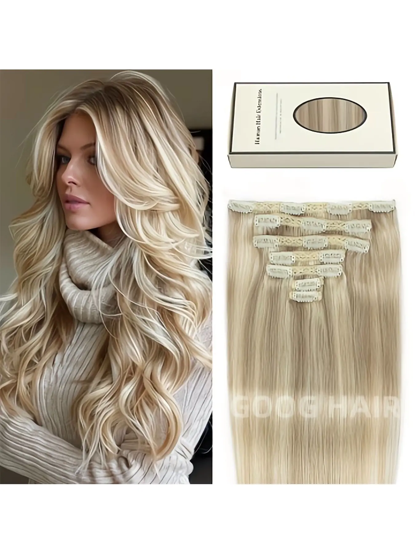 7-Piece Clip-In Hair Extensions, 120g Remy Human Hair, Natural Wave Curls 3B Water Curly Clip In Hair Extensions Human hair Jet Black  main image 4