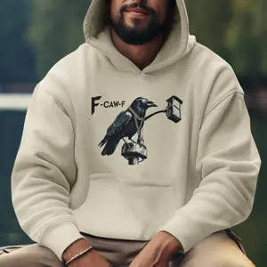 F-CAW-F Crow-Inspired Unisex Hooded Sweatshirt, Black Bird Hoodie, Cozy Fall Fashion, Gift for Bird Lovers, Halloween Apparel, Dark Humor