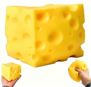1 PC Cheese Squishy Cube Block, Squishy Fidget Toys for Adults & Teens, Easter Basket Stocking Stuffers, Sensory Stress Ball Squeeze Toys for Stress Relief.