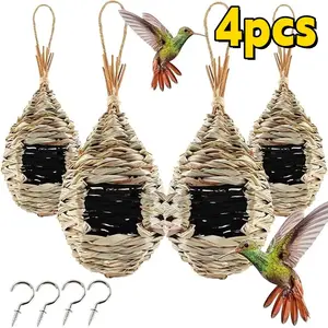 4Set Handmade Hummingbird Homes - Perfect for Garden And Indoor Decoration, Expertly Designed to Lure Wild Birds to Your Patio, Yard, Or Workspace, Without Battery tiktokshopspringglowup