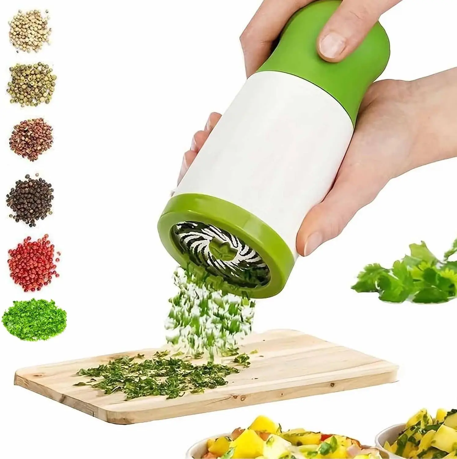 Cilantro Chopper, Manual Herb Grinder, Picador De Cilantro，1Pcs | Picador De Cilantro Y Perejil, Cilantro and Spice Grinder with Stainless Steel Cutting for Parsley, Spices, Garlic, Onion