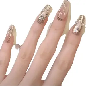 Bucherati Magic Mirror Powder Press-Type Acrylic False Nails with Shiny Luster for Stylish Manicures Personalized Versatile Detachable Reusable Nail Art Patch