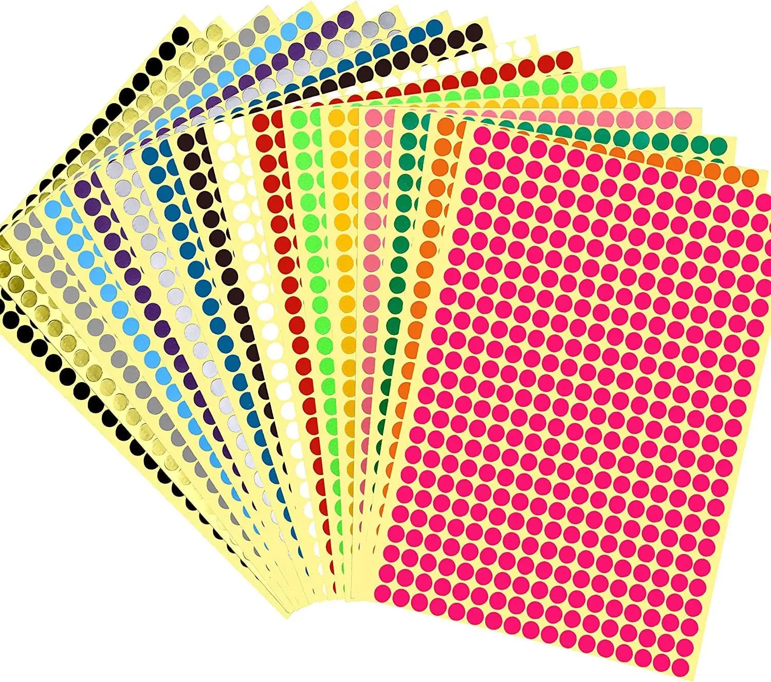 JANYUN 6528 Pieces Colored Dot Stickers, 1/4" Small Color Labels Coding Circle round Coding Dot Labels Stickers 20 Colors for Office, Classroom