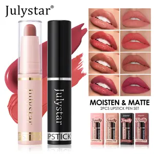 Julystar Lipstick Set, Two-Piece Makeup Kit, Daily Use Essentials, Enhances Skin Tone, Moisturizing & Matte Finish, Perfect Gift Idea