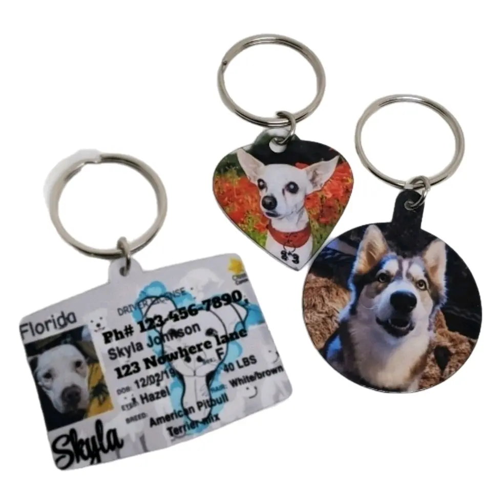 Personalized photo dog id tag, custom photo pet id tag, double sided ...