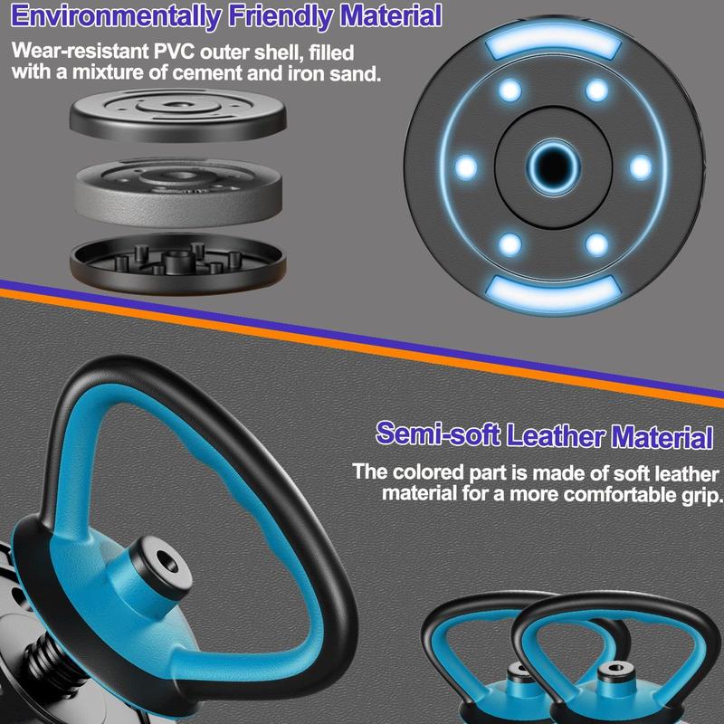 Adjustable Dumbbells, 45LBS 4-in-1 Portable Changeable Dumbbell, Kettlebells, Push up Stand and Barbell Set with Adjustable Weights Dumbbells