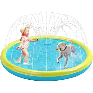 Heeyoo Splash Pad , Non-Slip Splash Pad  Summer Outdoor Water Toys, Sprinkler Pool Outdoor Play, Scratch Resistant Thicken Dog Splash Pad, Fountain Play Mat