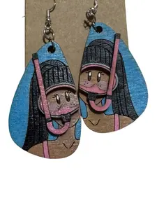 Scuba Girl Dangle Earrings * Hand-Painted Wood Earrings