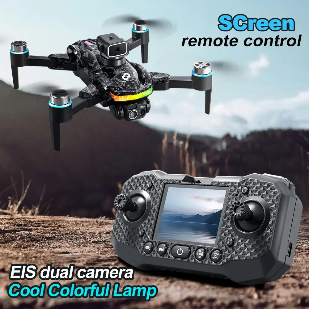Drone with Built-in Screen Remote – No Phone Needed! 4K EIS Dual Camera, Brushless Power, Obstacle Avoidance & Cool Lights. Perfect Beginner Foldable Quadcopter