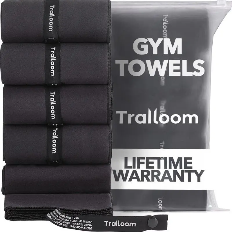 Trailoom Gym Towels 5 Pack - Microfiber Workout Towels - Quick Dry, Highly Absorbing, Soft on Skin, Odor-Free,Sweat Towel , Sports Towel for Hot Yoga, Tennis, Running, Exercise, Working Out, Camping for Women & Men