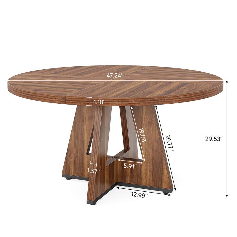 Tribesigns 47 Inch Round Dining Table for 4 - High-Quality Engineered Wood, Easy to Clean, Waterproof, Durable,Chair Not Included Pedestal Tabletop Mode