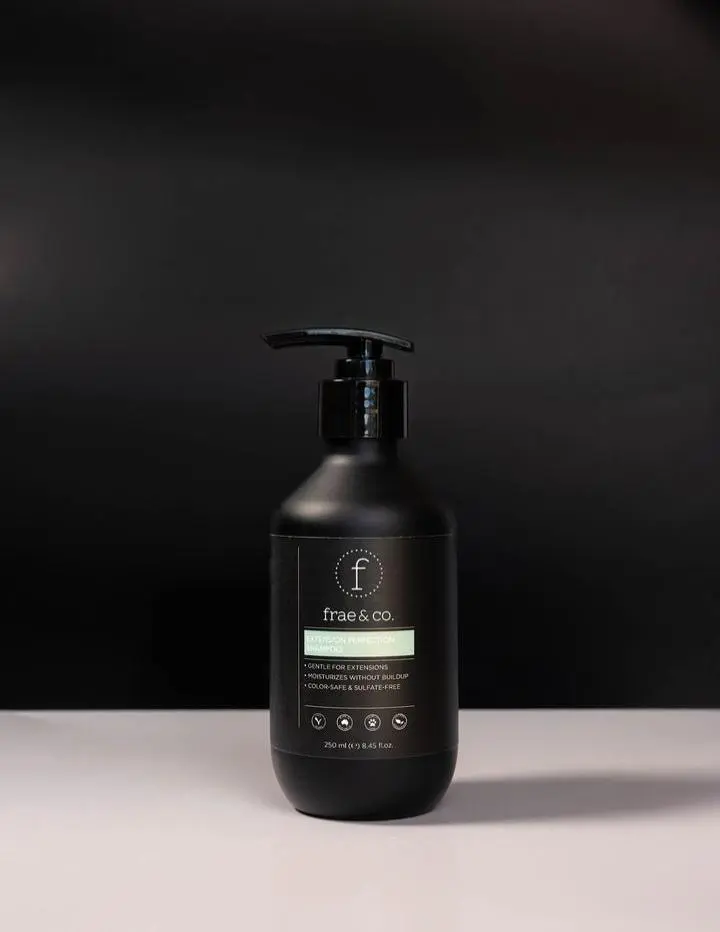 Frae & Co. Extension Perfection Shampoo - Gentle Cleanser for Natural Hair & Extensions - Nourishing Formula for Softness & Manageability - 250ml Bottle