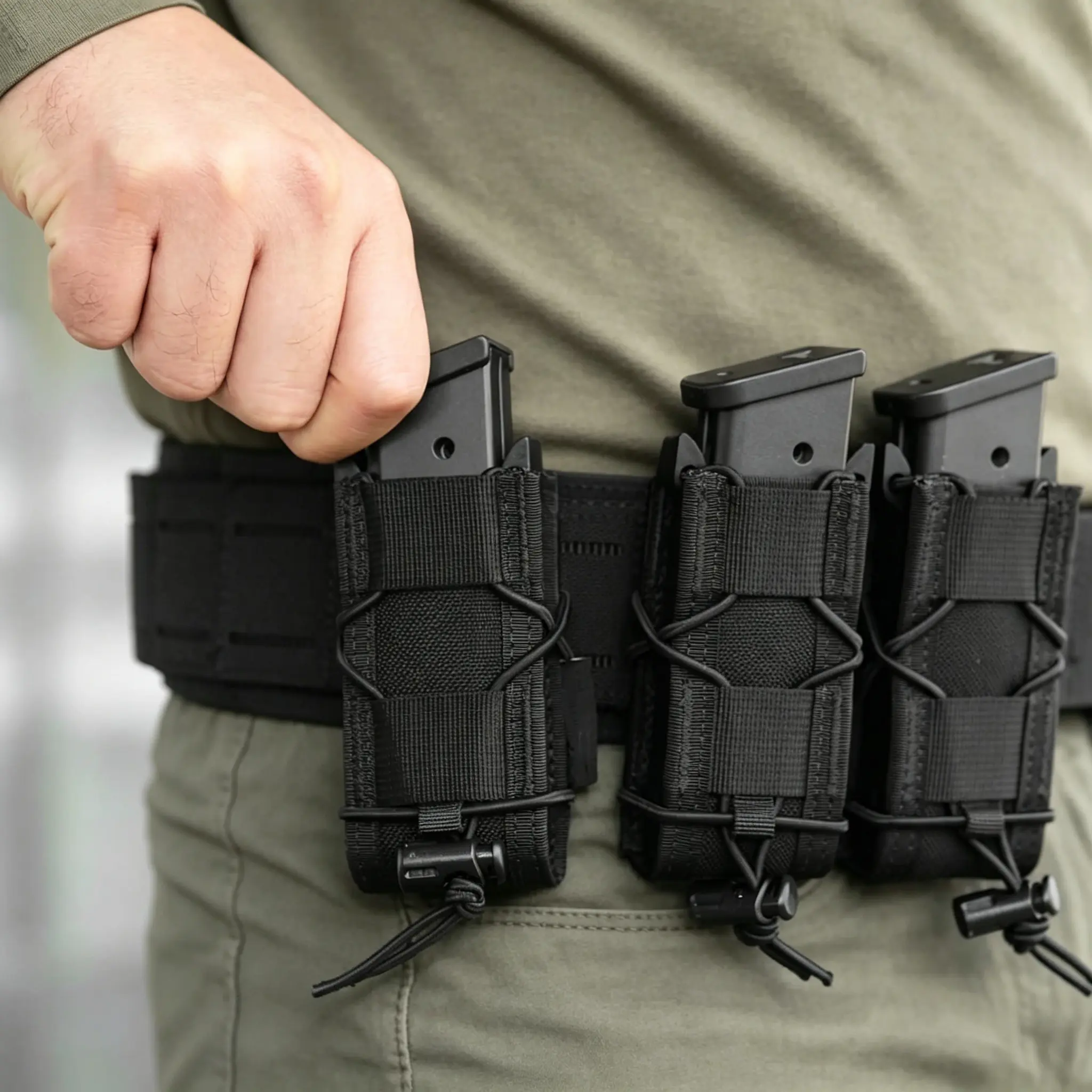 Tactical Single Pistol MOLLE Pouch with Elastic Band Hold, Top-Open Design, Quick Mag Access for M1911, 92F, 9mm, .40 Caliber & Flashlight Holster (Hunting & Outdoor Tactical Equipment)