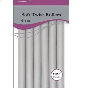 Annie Soft Twist Rollers 11/16in, 6 Count Heatless Hair Curlers, Gray