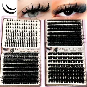 568/570/240pcs Large Capacity Eyelash Book 8D Super Fluffy Soft Comfortable High-Quality DIY Eyelash Clusters Russian Lash Extensions Kit Spikes Lash Individuals 3D Volume Eyelash Clusters D-Curly Lash Clusters Kit 10-18MM DIY Eyelash Extensions,4 Styles