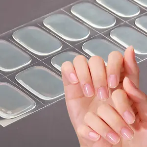 20pcs Transparent Semi-Cured Gel Nail Strips, Glossy Self-Adhesive Full Set, UV Lamp Required, Easy Apply & Remove, DIY Nail Art Kit, Nail Art Stickers