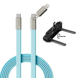 PD Phone Stand Charging Cable, 1-To-2 Design USB-C to Type-C/iOS Interface, PD Phone Stand Adapter, 2-In-1 Charger
