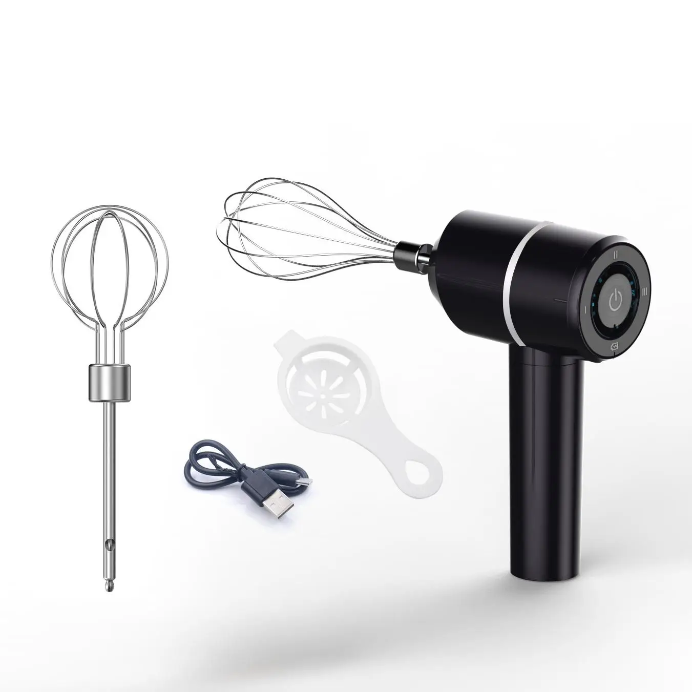 Cordless Hand Mixer, Electric Whisk, USB Rechargeable Handheld Electric Mixer with 3-speed Suitable for Kitchen Baking and Cooking