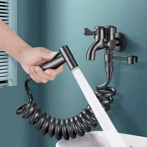 Modern Bathroom Faucet, Stainless Steel Rinser Sprayer with Dual Control Faucet, Telescopic Pipe, Fixed Bracket Suitable for Households