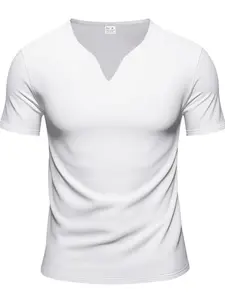 Men's Summer New Arrival V-Neck Jersey Shirt, Quick-Dry Comfortable Loose Fit, Trendy Short Sleeve Top, British Gentleman Style, Casual Sporty Top