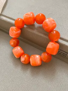 Trendy Chunky Acrylic Bubble Bead Bracelet for Women, Irregular Resin Ball Stretch Bracelet, Colorful Vintage Style, Statement Wrist Jewelry, Y2K Aesthetic, Daily Outfit Matching, Vacation Party Gift