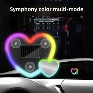 Solar-Powered Car LED Window Decorative Double Heart-Shaped Neon Light for Car Interior, Fun Ambient Light, Wire-Free with 1 Suction Cup