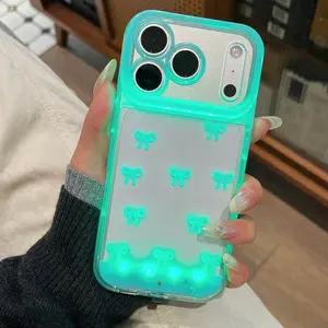 Vibrant LED Light Bow Phone Case for iPhone 17-11 Pro Max, Stylish Protective Cover, Unique Design for Daily Use, Fashionable Accessory, Casing
