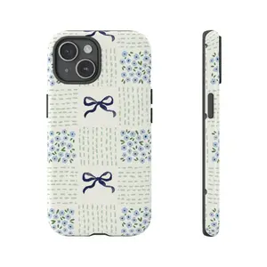 Beachy Bow Flower Phone Case, Cute Blue Aesthetic, For iPhone 17 16 15 14 13 12 11