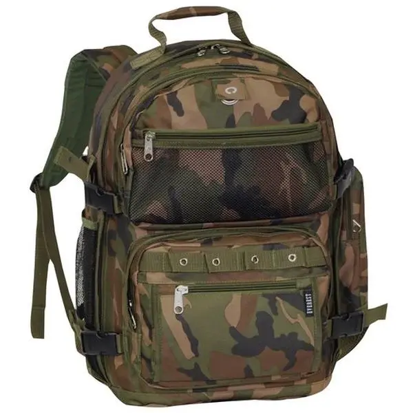 212 MAIN Oversized Woodland Camouflage Tactical Backpack - Adjustable, Zip-Closure Functional Multi-Use Backpack with Multiple Pockets and Compartments, Camouflage Backpack, Functional Backpacks
