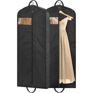 54" Garment Bags for Travel for Women Waterproof Dress Bags for Gowns Long Dress Cover for Gowns, Coats, Suits, Black, 2 Packs
