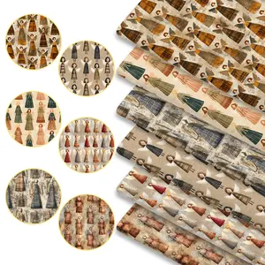 6pcs 45cm*50cm/17.72in*19.69in Vintage Angel Print Fabric, Suitable for Patchwork Quilting, Bedding, Tablecloths, Bags, Face Masks, Hats, Headbands, Pillowcases, and Other DIY Fabrics